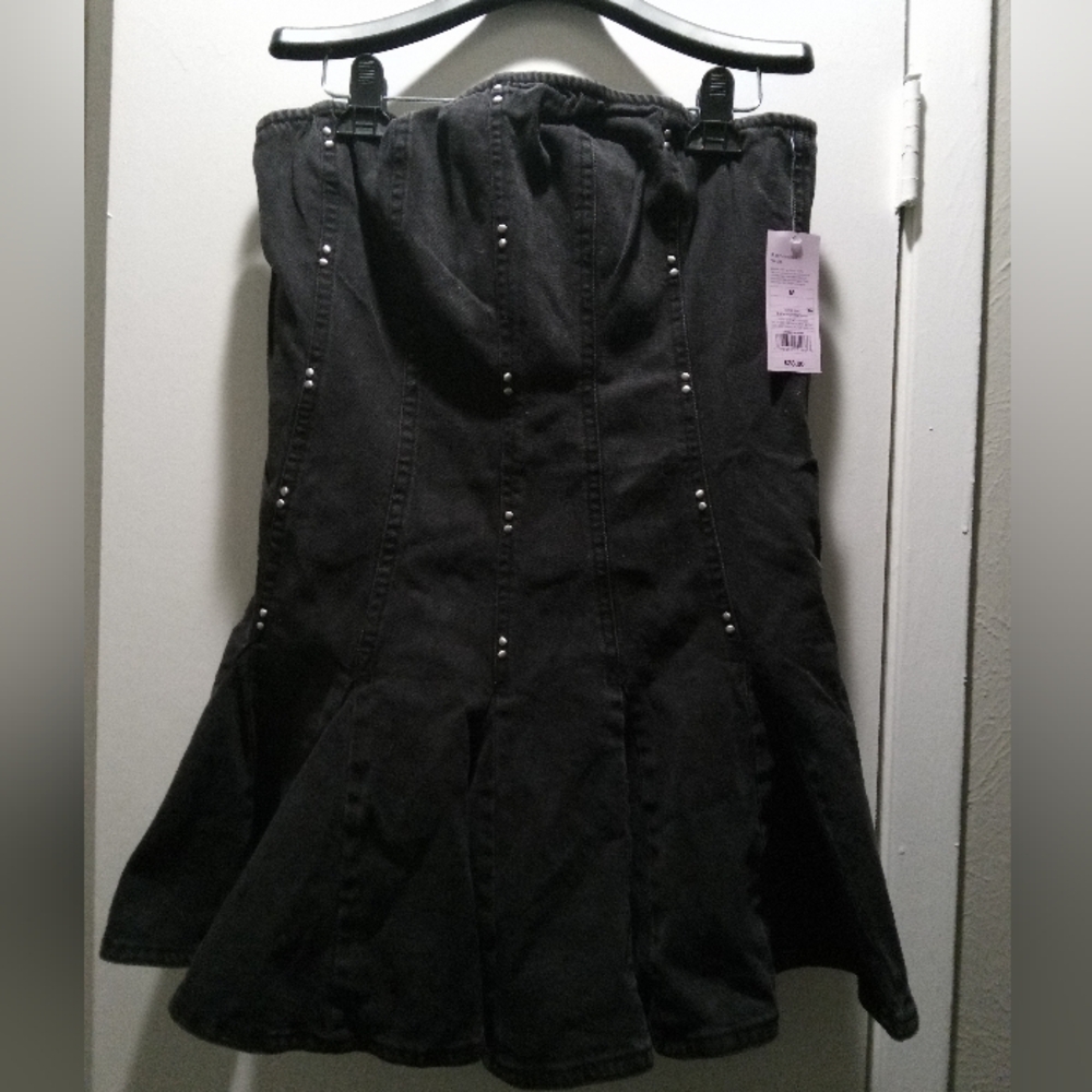 Wild Fable Black Mini Dress with Stud Accents